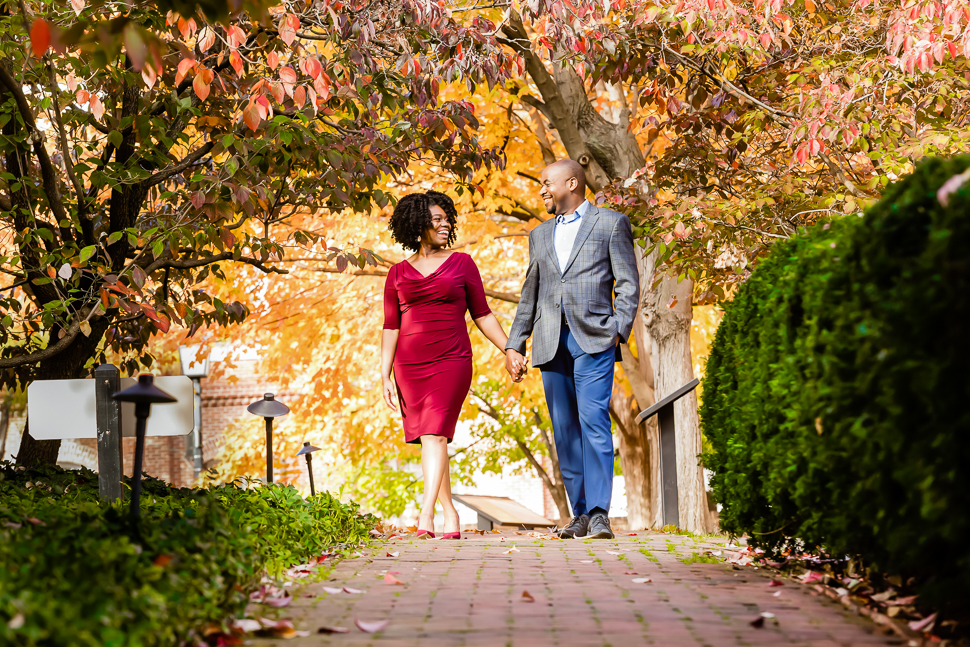 Scenic Fall Engagement in Old Town