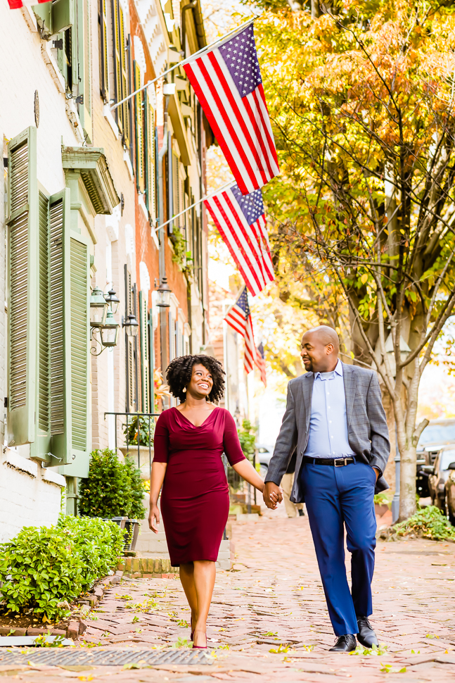 Scenic Fall Engagement in Old Town