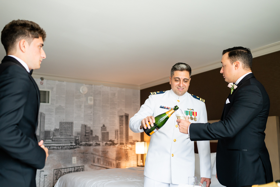 groomsmen preparing to toast