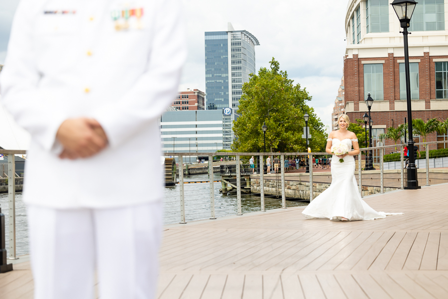 Wedding at Baltimore Harbor first look
