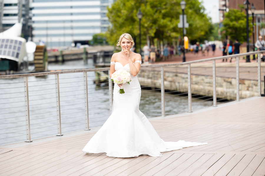 Wedding at Baltimore Harbor first look
