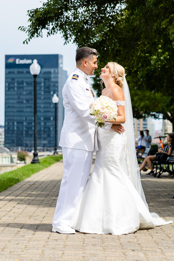 bride and groom portraits at federal hill park