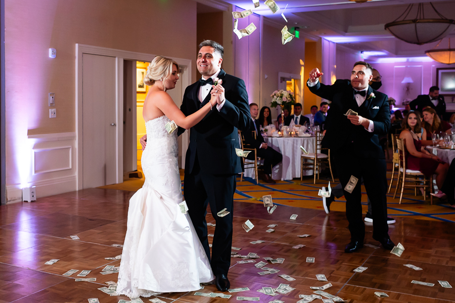 Wedding at Baltimore Harbor first dance at Baltimore Marriott Waterfront ballroom
