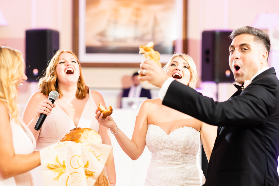 Russian wedding tradition of breaking bread and salt