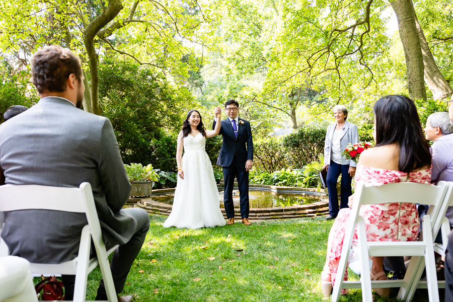 bride and groom celebrate