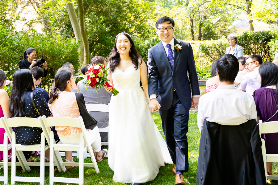 bride and groom married exit