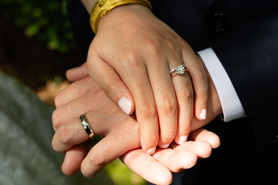 Close-up of wedding rings at Tudor Place DC