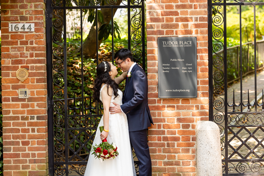 bride and groom post wedding portraits tudor place dc