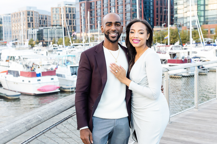 Portrait of the newly engaged at The DC Wharf