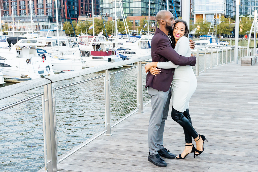 Chas and Kia sharing a romantic moment at The Wharf after the Stunning DC Surprise Proposal.