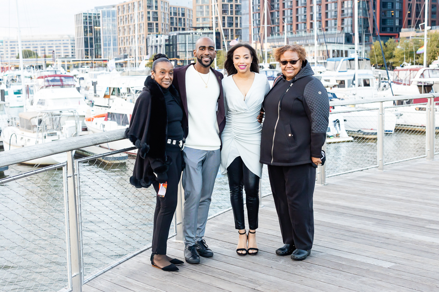 Family gathering at The Wharf for the Stunning DC Surprise Proposal.