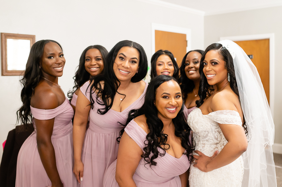 bridal party at the church