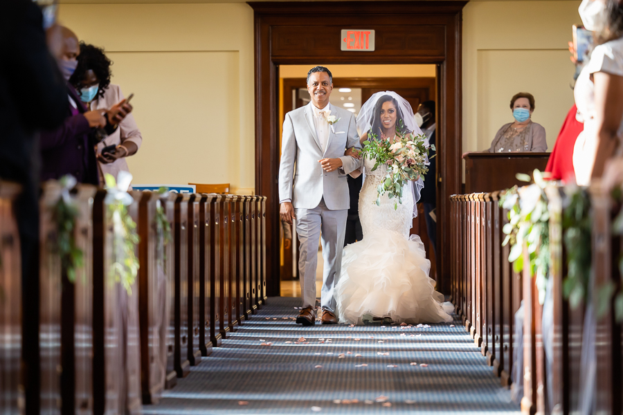 bride ceremony entrance with dad