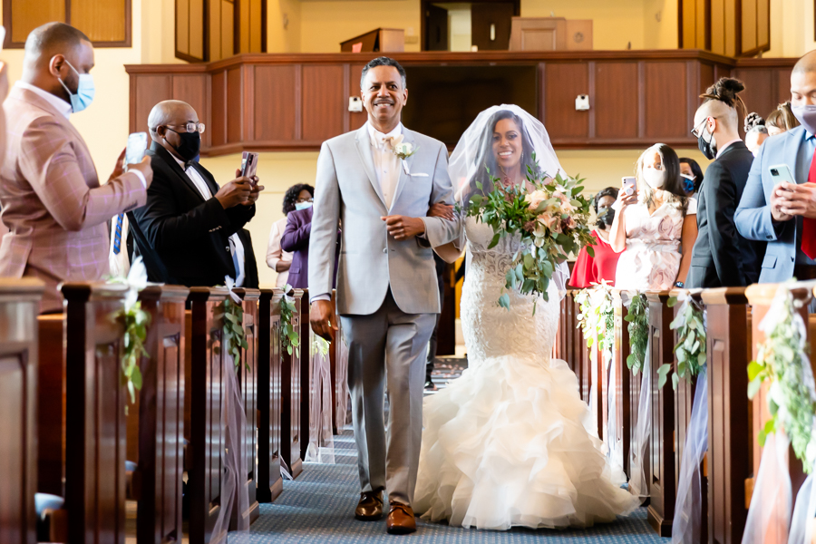 Bride’s entrance to the Manassas Baptist Church ceremony