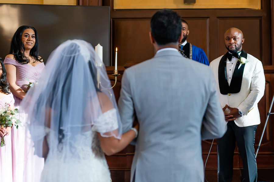 groom admiring bride