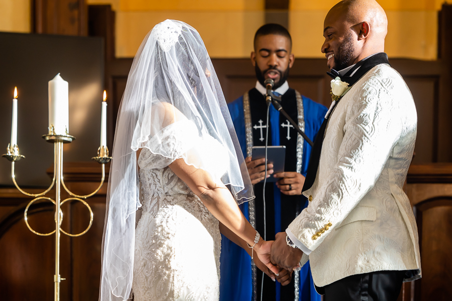 bride and groom at the altar