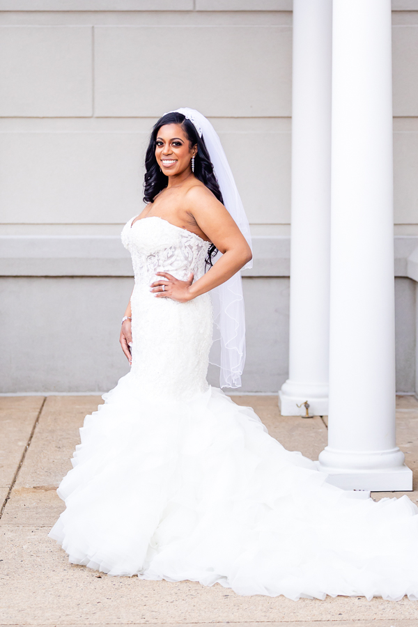 Elegant bridal portrait in Fox Chase Manor Weddings setting