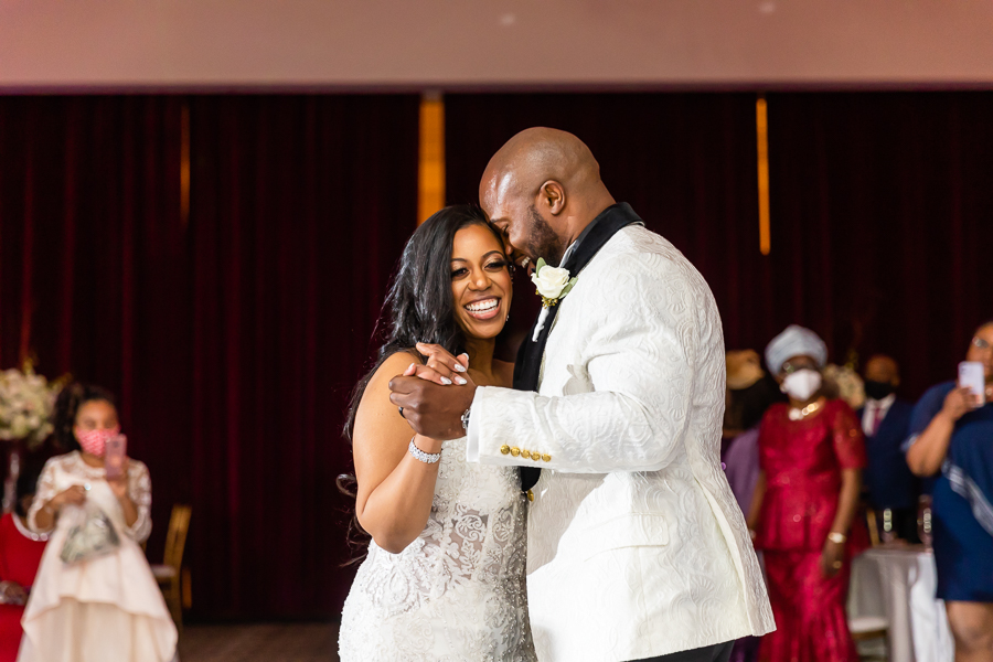 Bride and Groom first dance at the Fox Chase Manor Weddings reception.