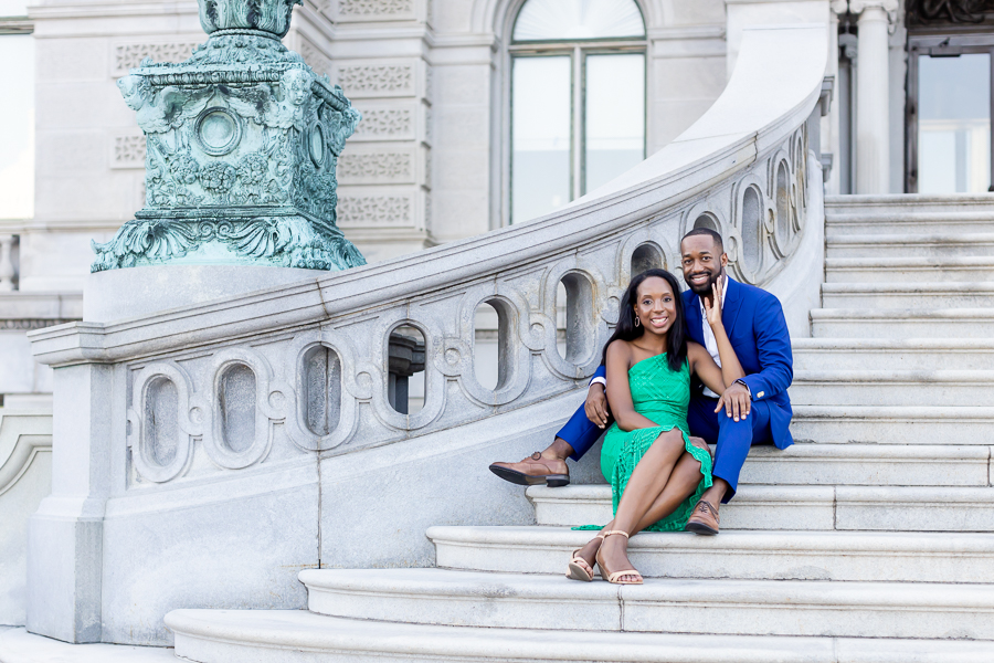 Classic shot of the couple on the steps of the Library of Congress.