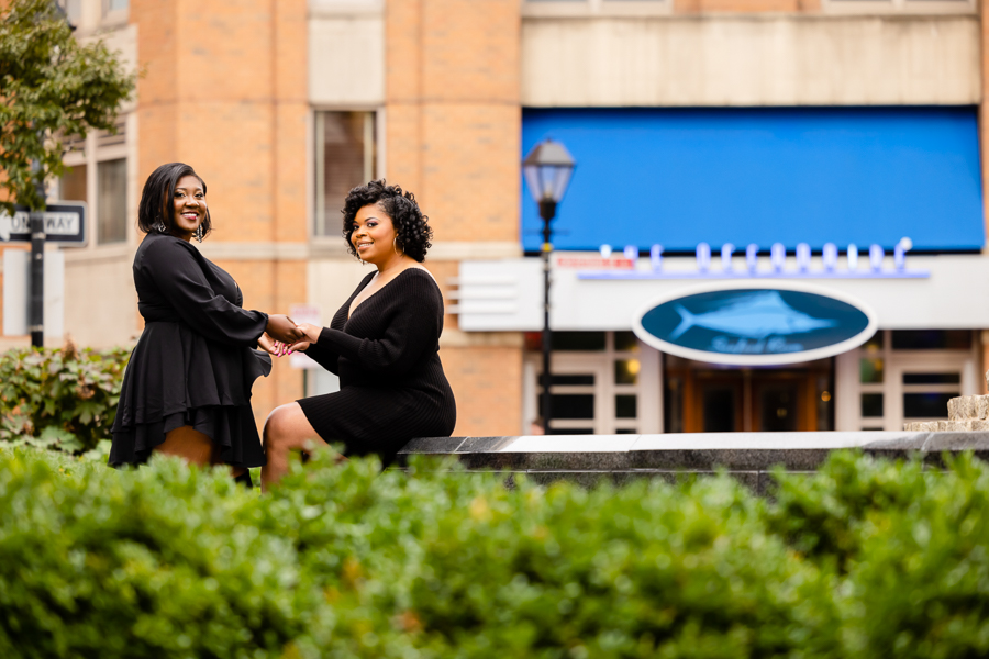 Romantic LGBTQ engagement session at Baltimore Inner Harbor