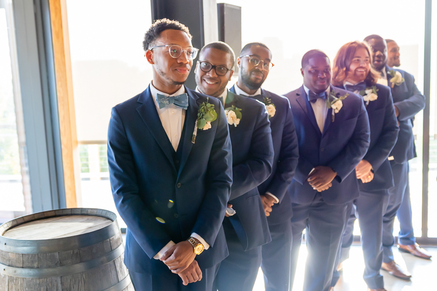 Groom's reaction during first look – District Winery wedding photography