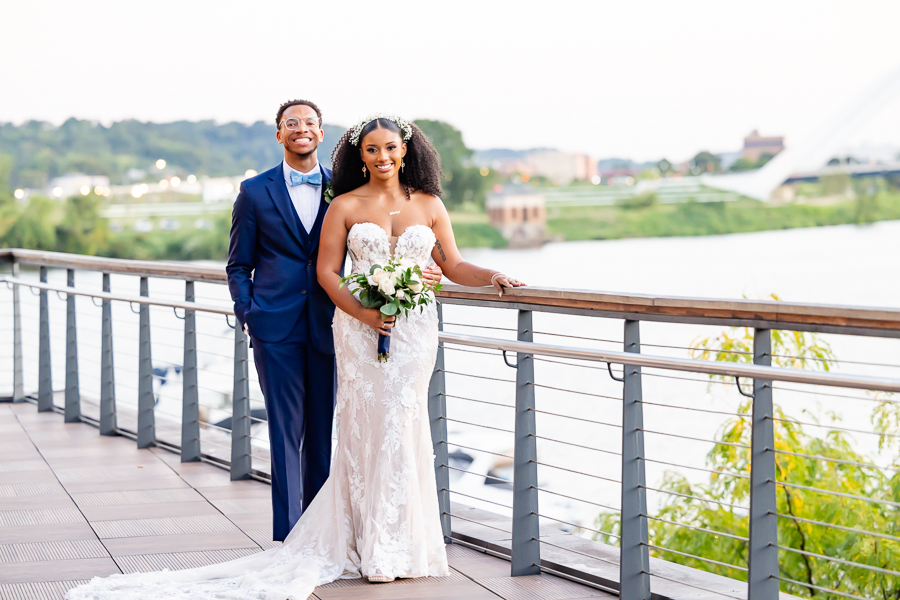 Stunning bride and groom portrait by the waterfront – District Winery wedding photography