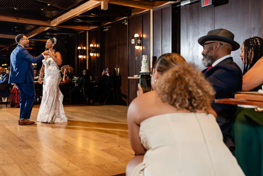 bride and groom share a first dance