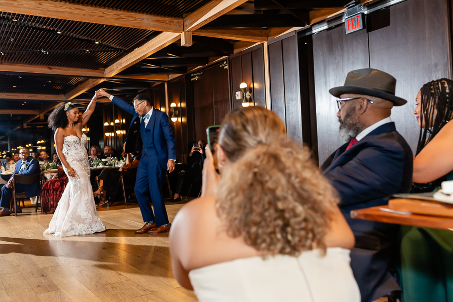 bride and groom share a first dance