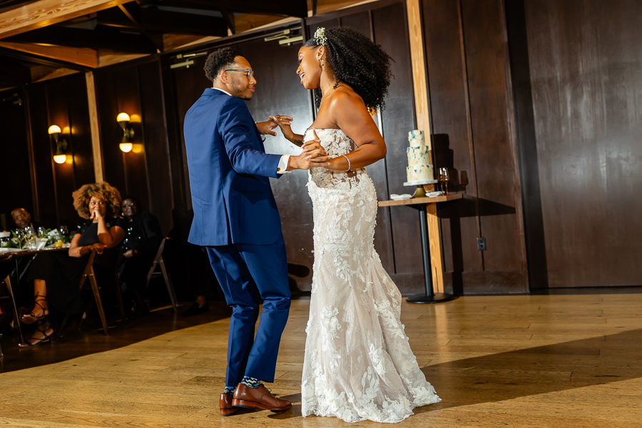 bride and groom share a first dance