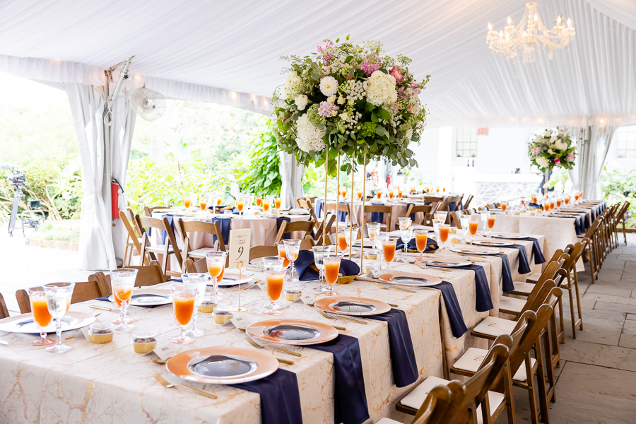 Table setting with elegant decor at River Farm Virginia wedding.