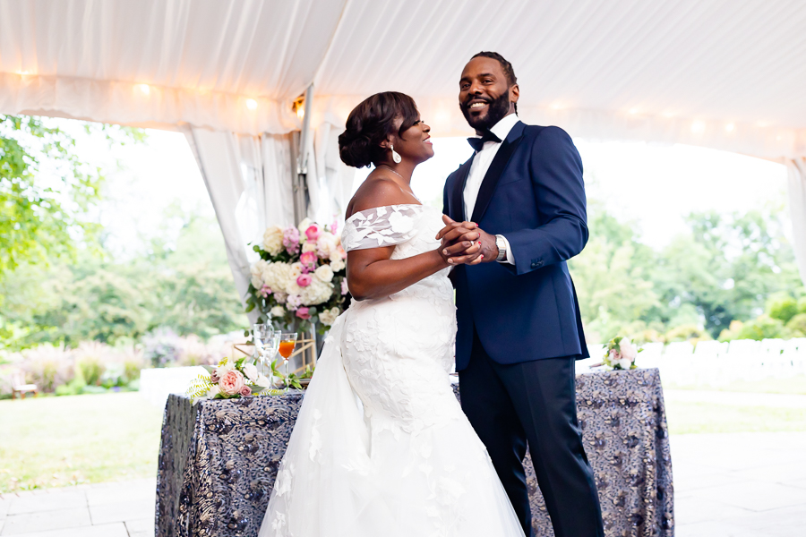 Bride and groom first dance at River Farm Virginia wedding.