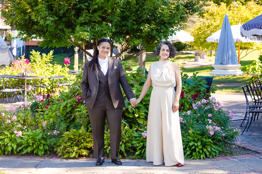 Intimate garden wedding portrait at Zinnia wedding venue