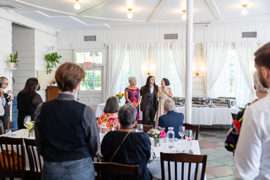 greeting guests at the breakfast reception
