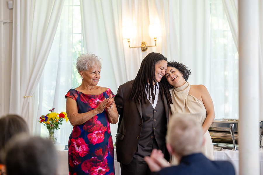 greeting guests at the breakfast reception